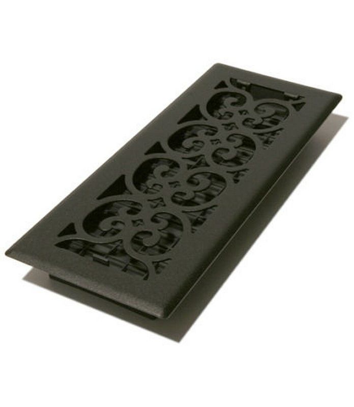 Photo 1 of 4 x 12" Steel Floor Register - Black Cast Iron Look ST412
