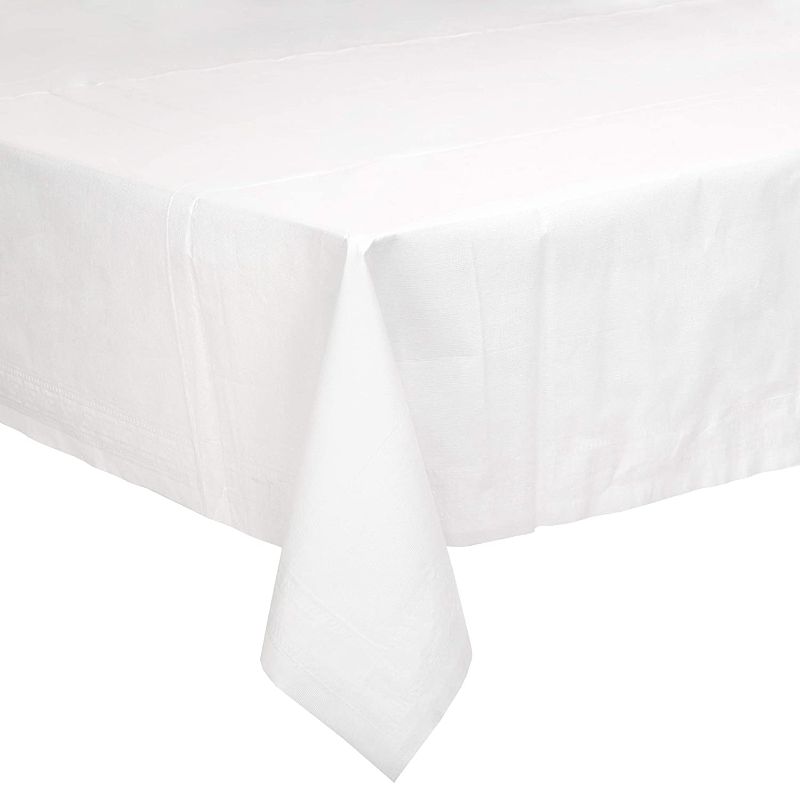 Photo 1 of Amazon Basics Poly-Lined Paper Tablecloth, 54" x 108", White, 25-Count
