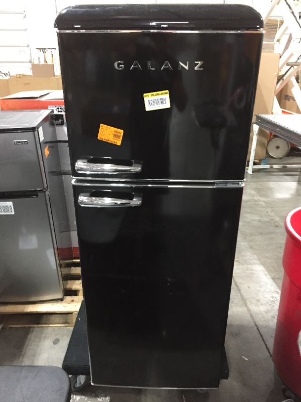 Photo 5 of ----NOT FUNCTIONAL------Galanz GLR10TBKEFR True Top Freezer Retro Refrigerator Frost Free, Dual Door Fridge, Adjustable Electrical Thermostat Control, Black, 10.0 Cu Ft CORD WAS CUT