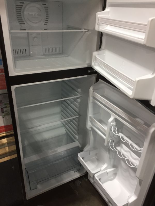 Photo 4 of ----NOT FUNCTIONAL------Galanz GLR10TBKEFR True Top Freezer Retro Refrigerator Frost Free, Dual Door Fridge, Adjustable Electrical Thermostat Control, Black, 10.0 Cu Ft CORD WAS CUT