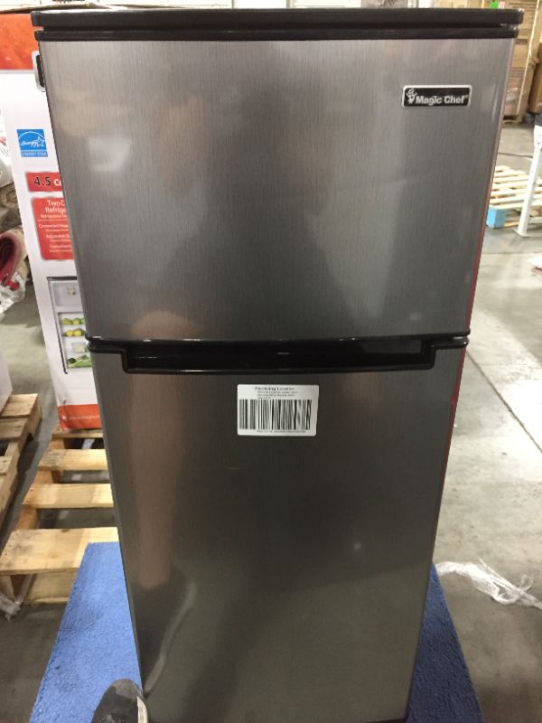 Photo 2 of Magic Chef HMDR450SE Double Door Mini Refrigerator Stainless Look 4.5 cu. ft.