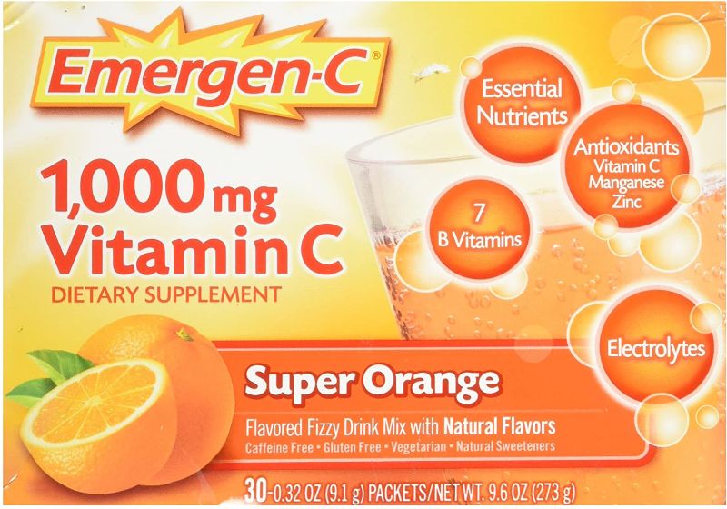 Photo 1 of 2 Pack Emergen-C Vitamin C Fizzy Drink Mix Super Orange - 1000 mg - 30 Packets (Best Before November 2022)