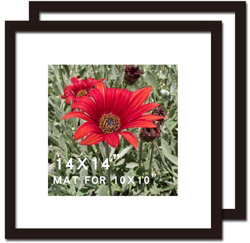 Photo 1 of 14x14 Picture Frame Black  Solid Wood for Mat 10x10 Wall Mounting Square Poster Photo Frames
