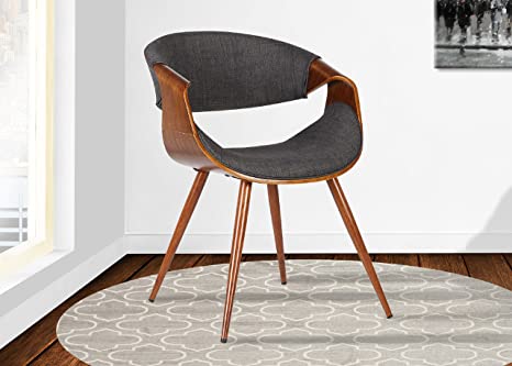 Photo 1 of Armen Living Butterfly Dining Chair in Charcoal Fabric and Walnut Wood Finish
