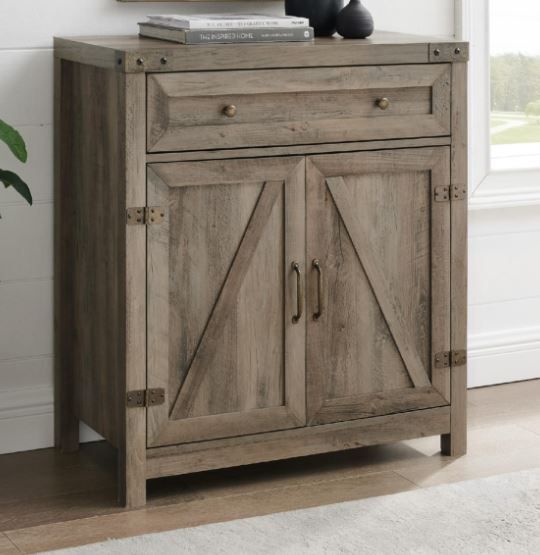 Photo 1 of 30" Farmhouse Barn Door Accent Cabinet in Grey Wash by Walker Edison
