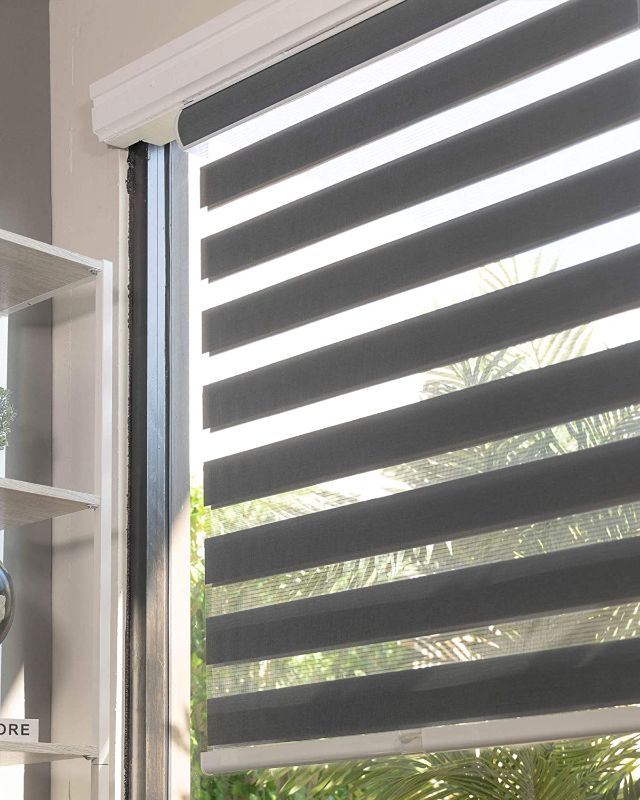 Photo 1 of CHICOLOGY Zebra Blinds , Roller Window Shades , Blinds for Windows , Roller Shades for Windows , Window Shades for Home , Window Shades , Pull Down Shades for Windows , 70" W X 72" H , Basic Slate
