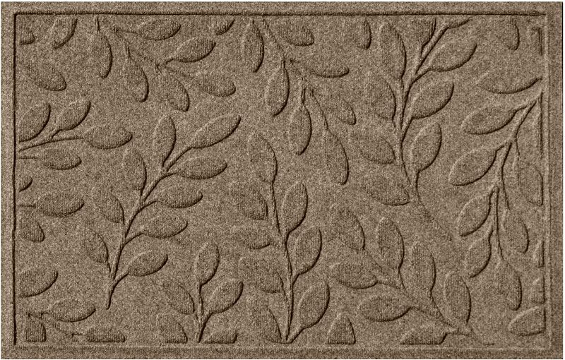 Photo 1 of Bungalow Flooring Waterhog Door Mat, 2' x 3' Made in USA, Durable and Decorative Floor Covering, Skid Resistant, Indoor/Outdoor, Water-Trapping, Brittney Leaf Design, Camel
