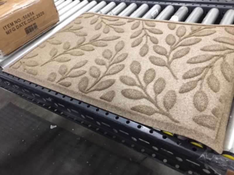 Photo 2 of Bungalow Flooring Waterhog Door Mat, 2' x 3' Made in USA, Durable and Decorative Floor Covering, Skid Resistant, Indoor/Outdoor, Water-Trapping, Brittney Leaf Design, Camel
