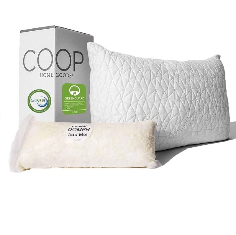 Photo 2 of Coop Home Goods - Premium Adjustable Loft Pillow - Cross-Cut Memory Foam Fill - Lulltra Washable Cover from Bamboo Derived Rayon - CertiPUR-US/GREENGUARD Gold Certified - Queen
