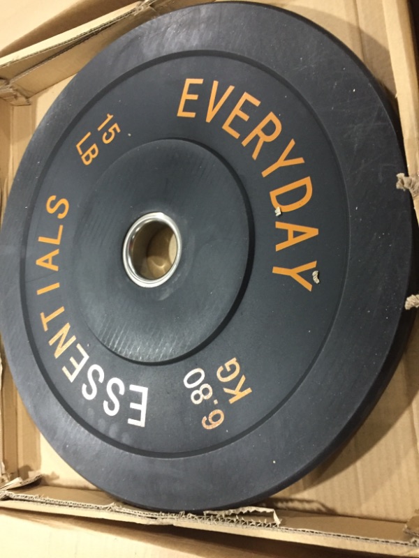 Photo 2 of BalanceFrom Everyday Essentials Color Coded Olympic Bumper Plate Weight Plate w Steel Hub, Multiple
