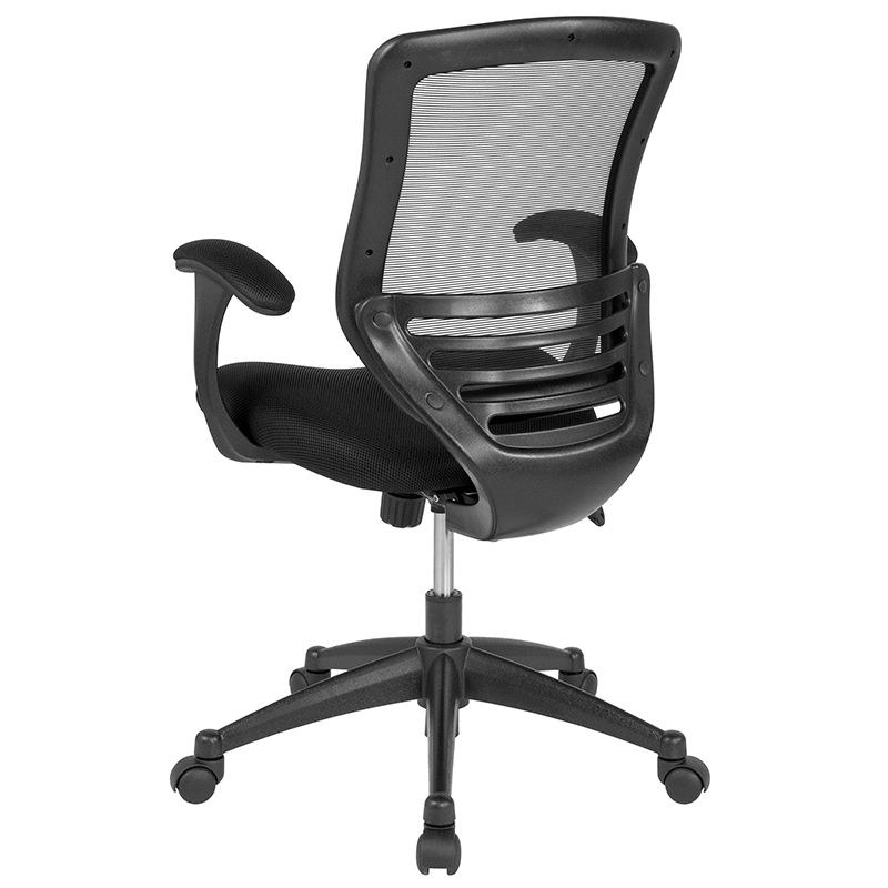 Photo 1 of Mid-Back Black Mesh Executive Swivel Office Chair with Back Angle Adjustment, Molded Foam Seat and Curved Arms
