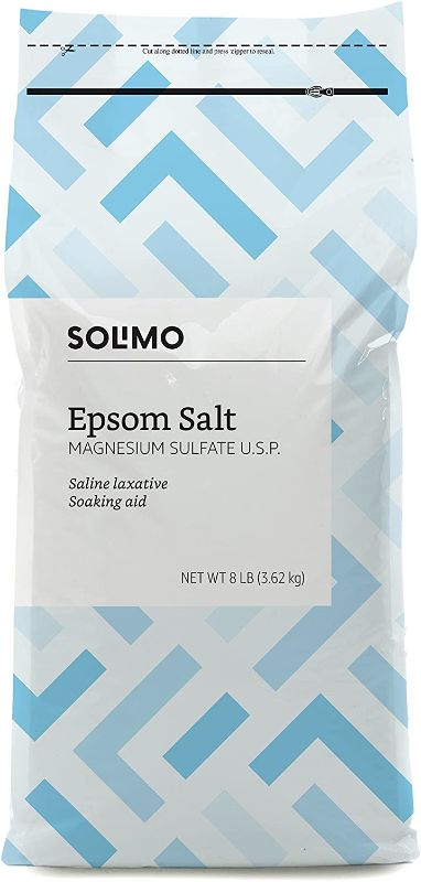 Photo 1 of Amazon Brand - Solimo Epsom Salt Soak, Magnesium Sulfate USP, 8 Pound
