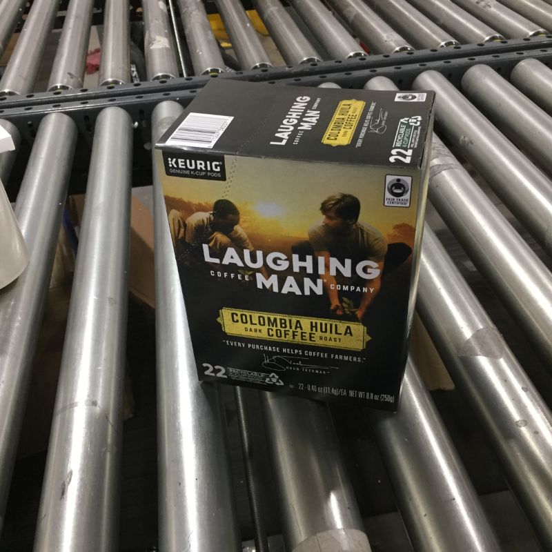 Photo 1 of LAUGHING MAN Colombia Huila Coffee K-Cup - Compatible with Keurig K-Cup Brewer - Caffeinated - Colombia Huila, Dark Chocolate, Arabica, Bright Citrus, Bergamot, Black Cherry Sweetness, Lime - Dark - Kosher - 22 / Box