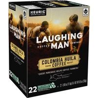 Photo 1 of 
LAUGHING MAN Colombia Huila Coffee K-Cup - Compatible with Keurig K-Cup Brewer - Caffeinated - Colombia Huila, Dark Chocolate, Arabica, Bright Citrus, Bergamot, Black Cherry Sweetness, Lime - Dark - Kosher - 22 / Box
