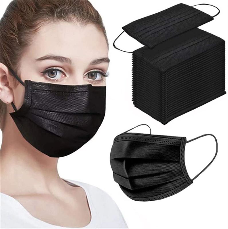 Photo 1 of Black Disposable Face Masks 100PCS Adults Breathable Face Mask for Men & Women
