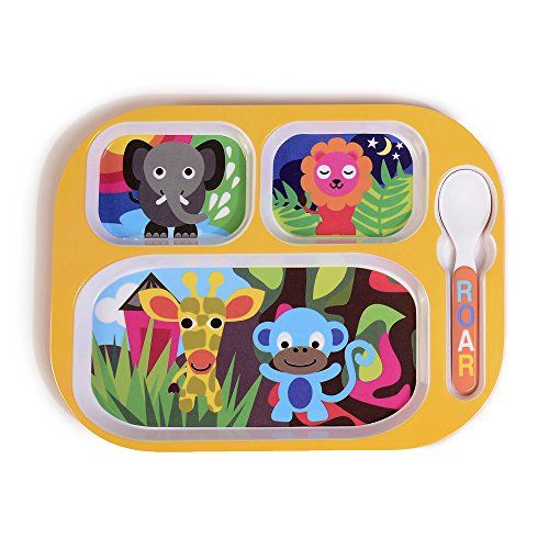 Photo 1 of French Bull 11" Kids Divided Tray - BPA-Free, Plate, Animals, Toddler, Durable, Drop Resistant - Jungle
