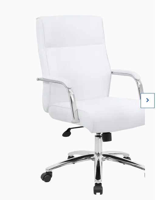 Photo 1 of Boss Office Products White Contemporary Ergonomic Adjustable Height Swivel Manager Chair
