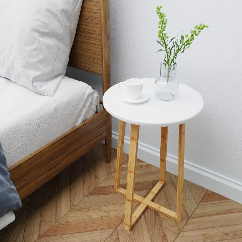 Photo 1 of BAMEOS Side Table Modern Nightstand Round Side End Accent Coffee Table for Living Room Bedroom Balcony Family and Office (15.7inx23.4in)
