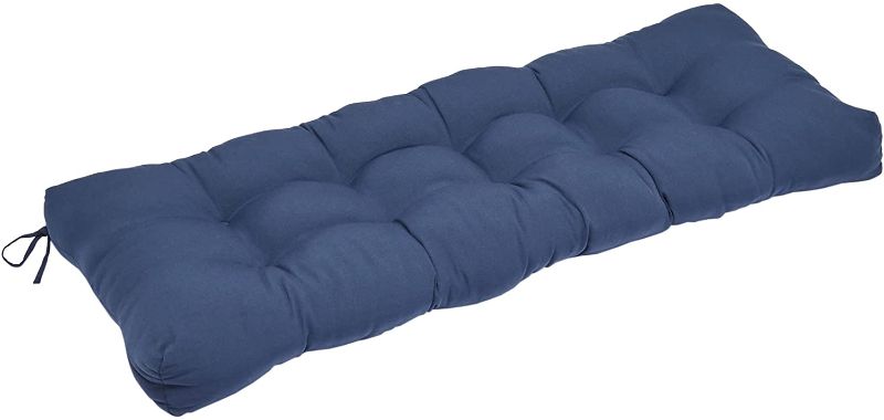 Photo 1 of Amazon Basics Tufted Outdoor Patio Bench Cushion 44 x 18 x 4 Inches, Insignia Blue
