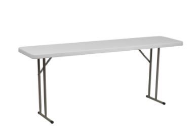 Photo 1 of Flash Furniture 72 Plastic Rectangular Fold-in-Half Folding Table Plastic/Resin/Metal in White, Size 29.0 H X 72.0 W X 18.0 D in | Wayfair