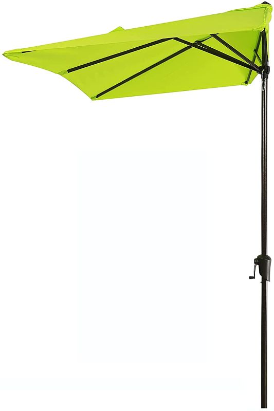 Photo 1 of COBANA 7.5’by 4’Half Rectangular Outdoor Patio Umbrella for Patio, Balcony, Garden, Deck, Lime Green