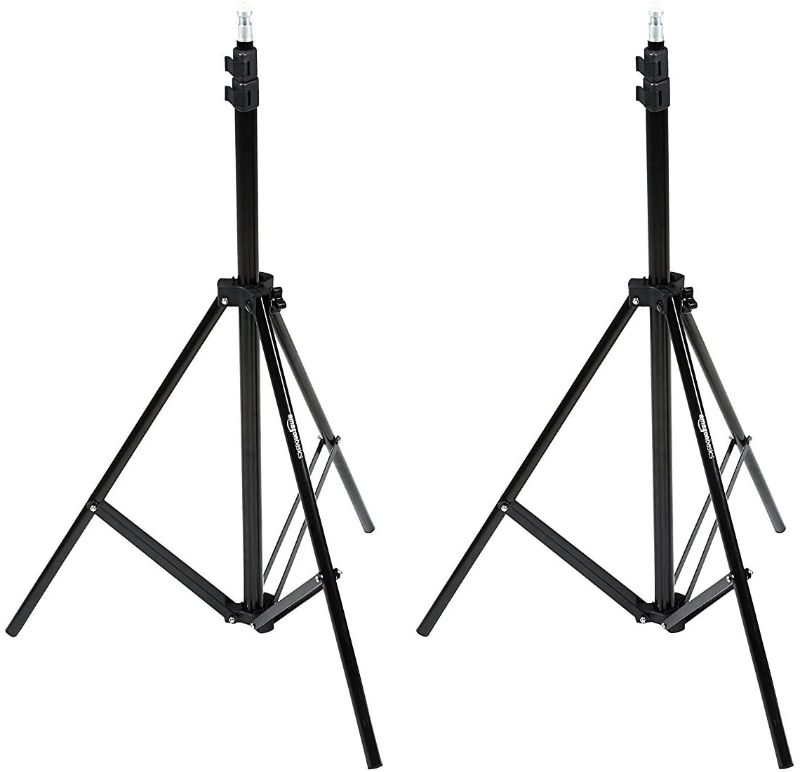 Photo 1 of Aluminum Light Photography Tripod Stand with Case - Pack of 2, 2.8 - 6.7 Feet, Black