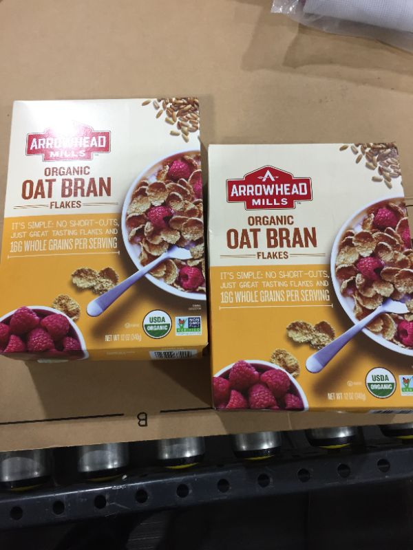 Photo 2 of 2 Pack Arrowhead Mills Organic Cereal, Oat Bran Flakes, 12 Oz. Box