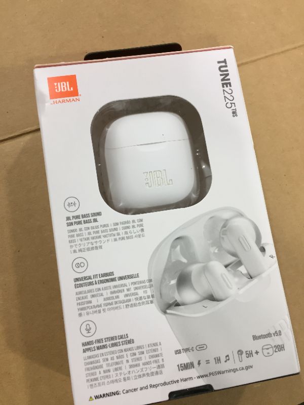 Photo 2 of JBL Tune 225TWS True Wireless Earbud Headphones - JBL Pure Bass Sound, Bluetooth, 25H Battery, Dual Connect, Native Voice Assistant (White)