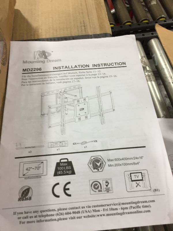 Photo 2 of Mounting Dream UL Listed TV Wall Mount Swivel and Tilt for Most 26-55 Inch TV, TV Mount Perfect Center Design, Full Motion TV Mount Bracket with Articulating Arm up to VESA 400x400mm, 60 lbs, MD2377