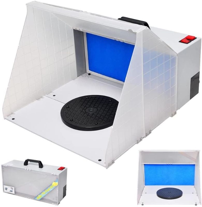 Photo 1 of Portable Airbrush Paint Spray Booth Kit Pro Paint Set with Turn Table Powerful Fan for Toy Model Parts US Delivery (Spray Booth)