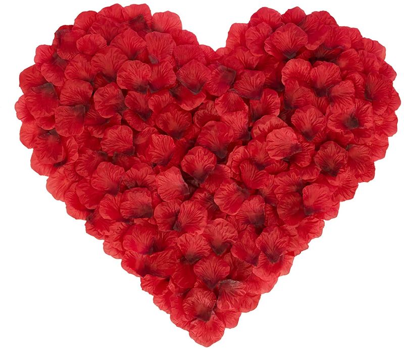 Photo 1 of 2 Pack = 6000 BESKIT 3000 Pieces Rose Petals Artificial Flower Silk Petals for Valentine Day Wedding Flower Decoration (Dark Red)