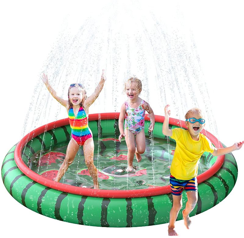 Photo 1 of SUSENGO Splash Pad Sprinkler Mat for Kids, Large Size 74.8" Splash Pad Pool for Child Toddlers Summer Outdoors Water Toys Inflatable Water Toys (Watermelon)
