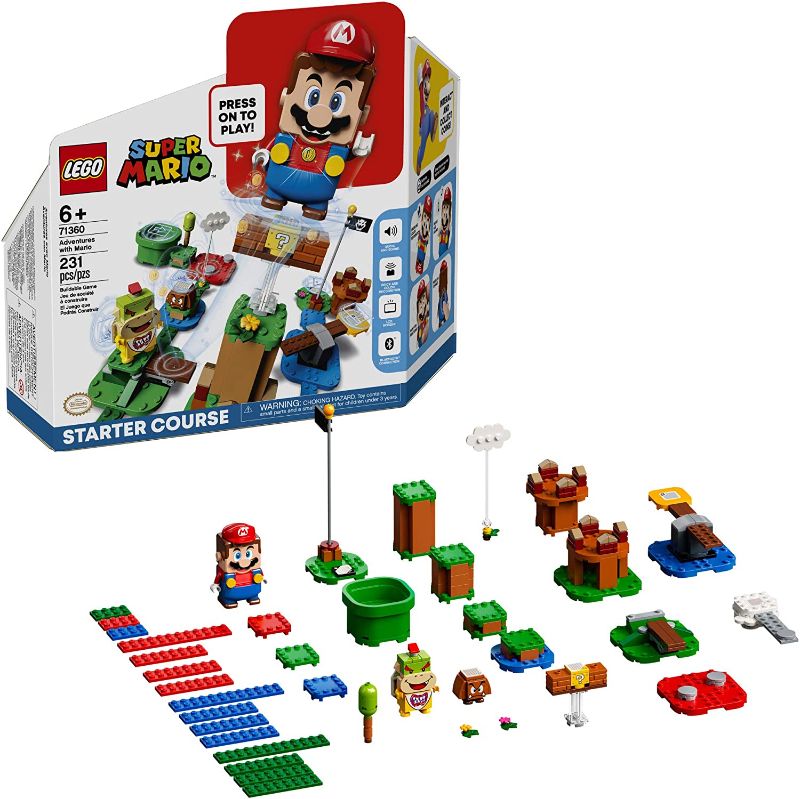 Photo 1 of LEGO Super Mario Adventures with Mario - Kit de iniciación de construcción 71360, juego interactivo con figuras de Mario, Bowser Jr. y Goomba, 2020 (231 piezas)
