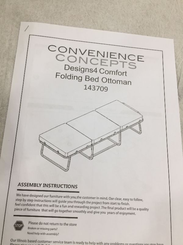 Photo 3 of Convenience Concepts Designs4Comfort Folding Bed Ottoman, Soft Beige Fabric