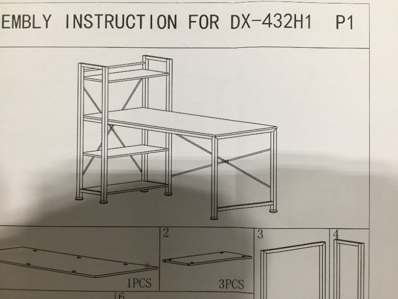 Photo 2 of 4 Tier Shelf/Desk Wood and Black Metal