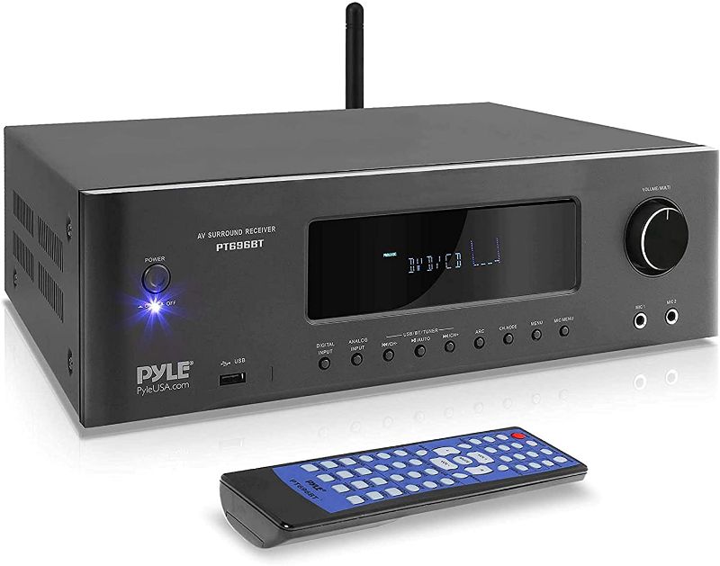 Photo 1 of 1000W Bluetooth Home Theater Receiver - 5.2-Ch Surround Sound Stereo Amplifier System with 4K Ultra HD, 3D Video & Blu-Ray Video Pass-Through Supports, MP3/USB/AM/FM Radio - Pyle PT696BT
