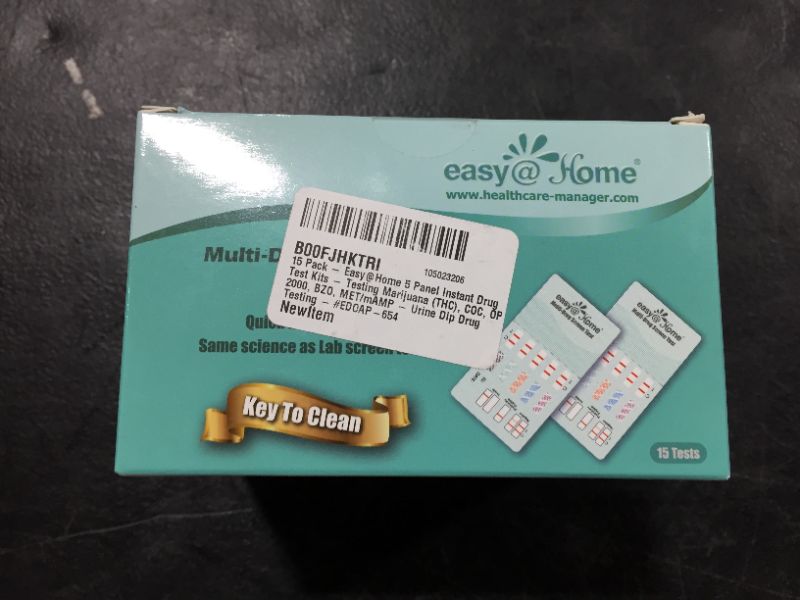 Photo 3 of 15 Pack Easy@Home 5 Panel Instant Urine Drug Test - Marijuana (THC),Cocaine (COC),Opiate (OPI 2000),Benzodiazepines (BZO),Methamphetamine (MET) #EDOAP-654
