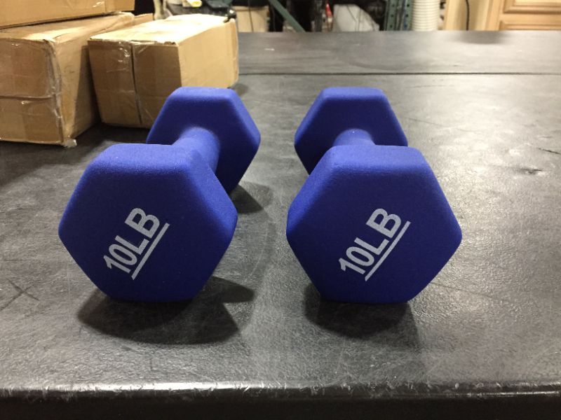 Photo 1 of amazon basics 10 lb rubber weights blue