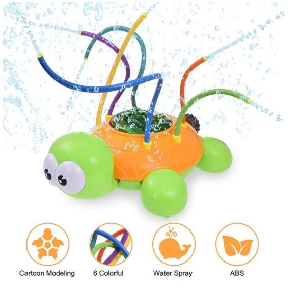 Photo 1 of Outdoor Water Spray Sprinkler for Kids and Toddlers - Backyard Spinning Turtle Sprinkler Toy w/ Wiggle Tubes - Splashing Fun for Summer Days - Sprays Up to 8ft High - Attaches to Garden Hose
