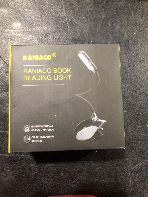 Photo 3 of Raniaco Led Clip Reading Light, Daylight 12 LEDs Reading Lamp-3 Brightness, USB Rechargeable, Touch Switch Bedside Book Light with Good Eye Protection Brightness-- 
