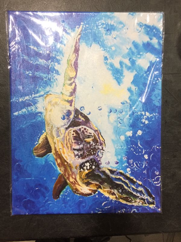Photo 1 of Blue Ocean Sea Turtle Canvas Print 12x16