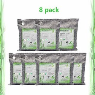 Photo 1 of 8 Pack Bamboo Charcoal Air Purifying Bag, Activated Charcoal Bags Odor Absorber, Moisture Absorber, Natural Car Air Freshener, Shoe Deodorizer, Odor Eliminators For Home, Pet, Closet (6x50g, 6x150g)
