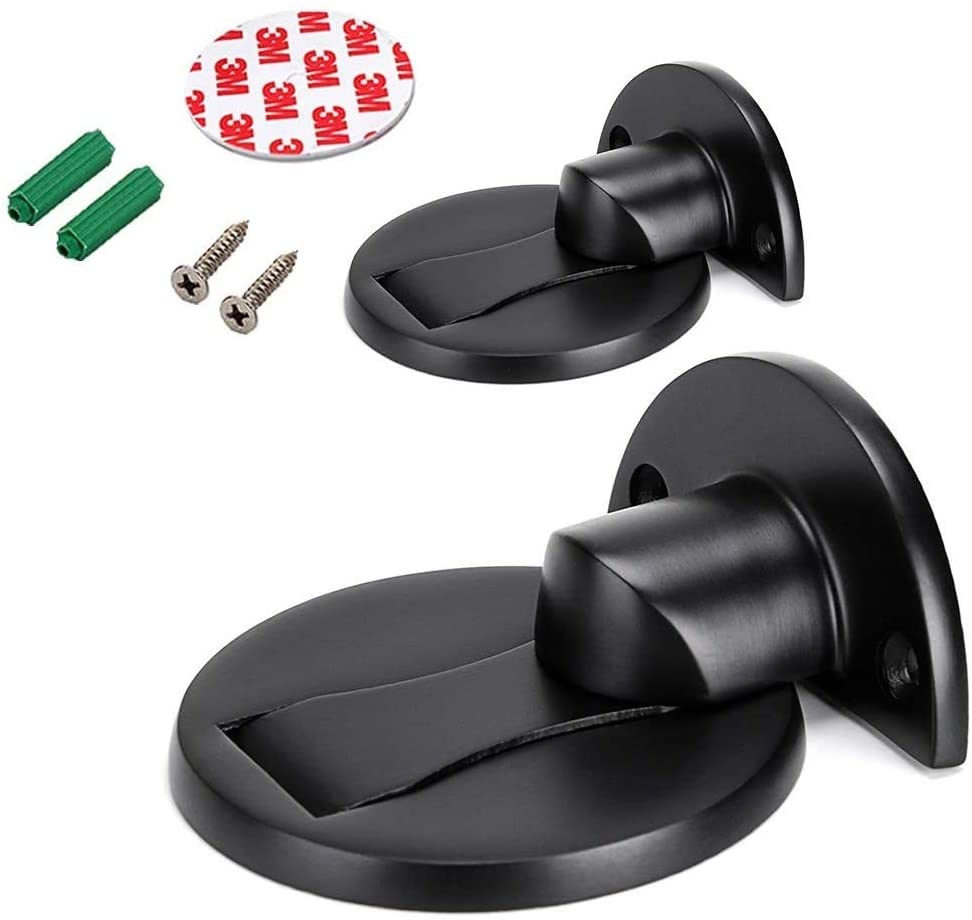 Photo 1 of Door Stops, Magnetic Door Stopper, 2Pack Black Floor Mount Magnetic Door Stops Wall, Invisible Stainless Steel Door Holder Soft Door Catch, Heavy Duty Commercial Large Doorstopper pack of 2 