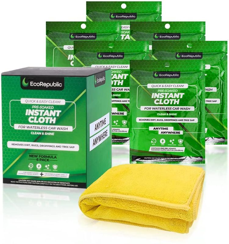 Photo 1 of ECOREPUBLIC Car Detailing and Waterless Wash Cleaning kit with Cleaner Wipes (9.8'' x 11.8'', 6 Pack) & Microfiber Towel (16'' x 16'', 1 Pack) for Cars, RVs, Motorcycles & Boats Exterior or Interior