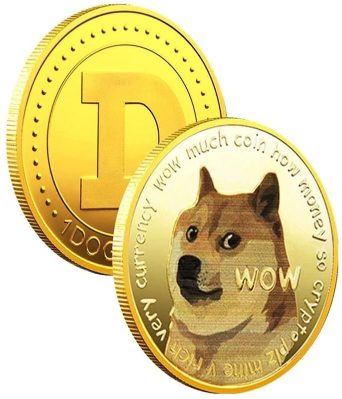 Photo 1 of 2 of the Dogecoin Coins Commemorative 2021 New Collectors Gold Plated Doge Coins, Gold Dogecoin Coins Commemorative (Color Gold D)