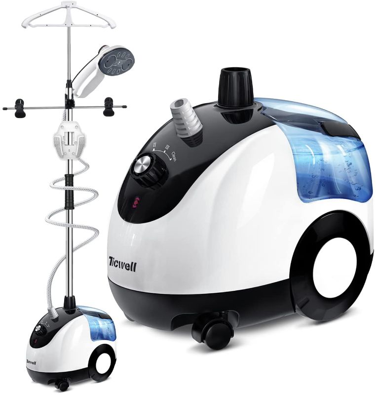 Photo 1 of TICWELL Professional Steamer for Clothes, 1600 Watt Powerful Garment Steamer 20s Fast Heating with 4 Steam Levels, 2.4 Liter(81 fl.oz.)Water Tank 90 Mins of Continuous Steam, Self-Cleaning in One Step
