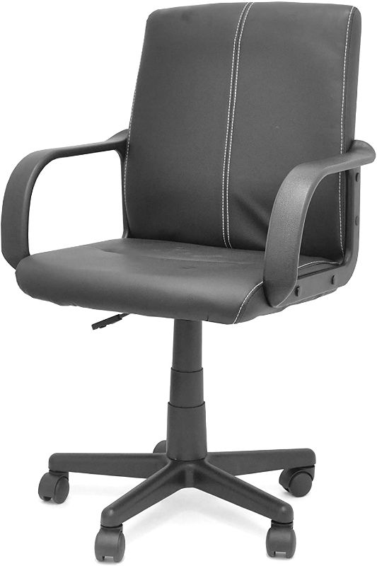 Photo 1 of Urban Shop Black Faux Leather Office Chair Computer Office Chair with Seat and Armrest Adjustment, Black
