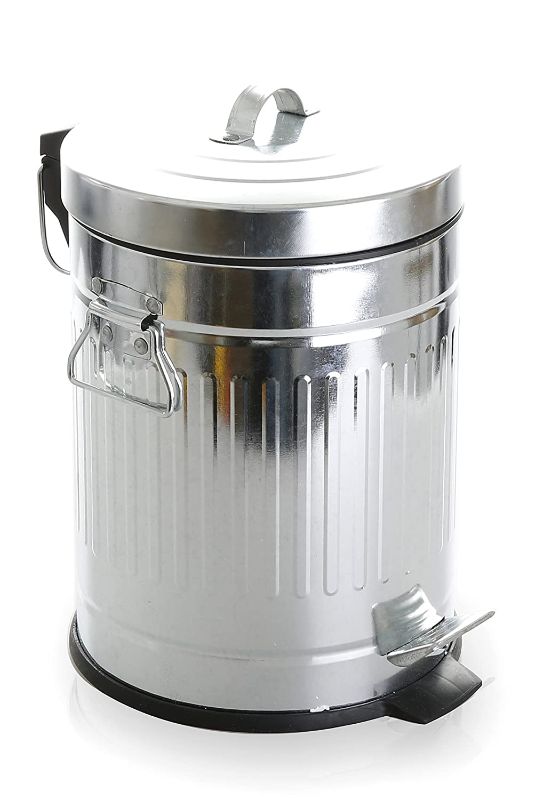 Photo 1 of BINO Stainless Steel 1.3 Gallon / 5 Liter Round Oscar Step Trash Can, Galvanized Steel
