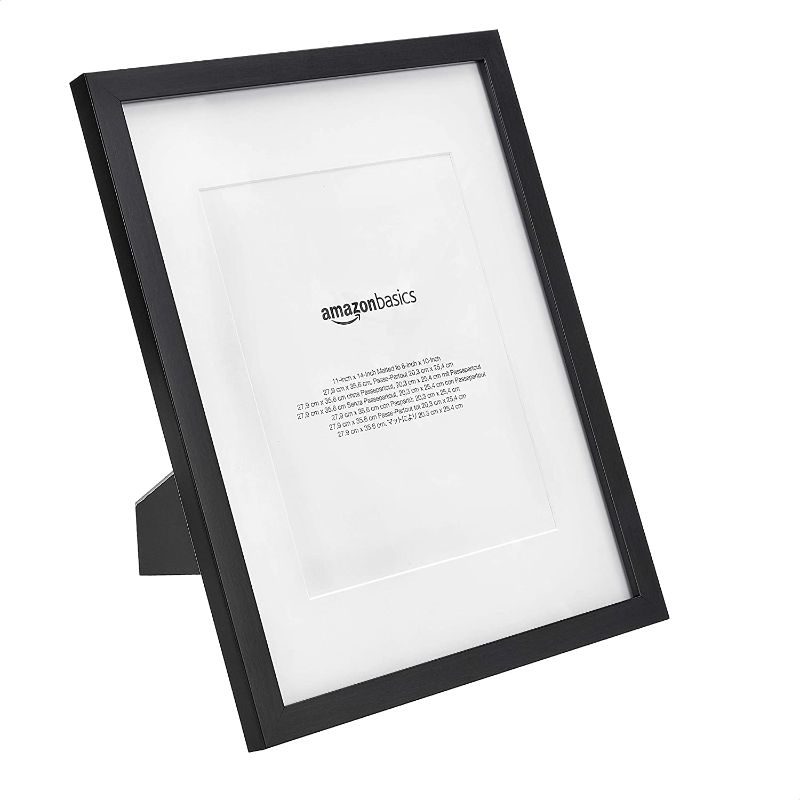 Photo 1 of Amazon Basics 11" x 14" Photo Picture Frame or 8" x 10" with Mat - Black, 2-Pack
