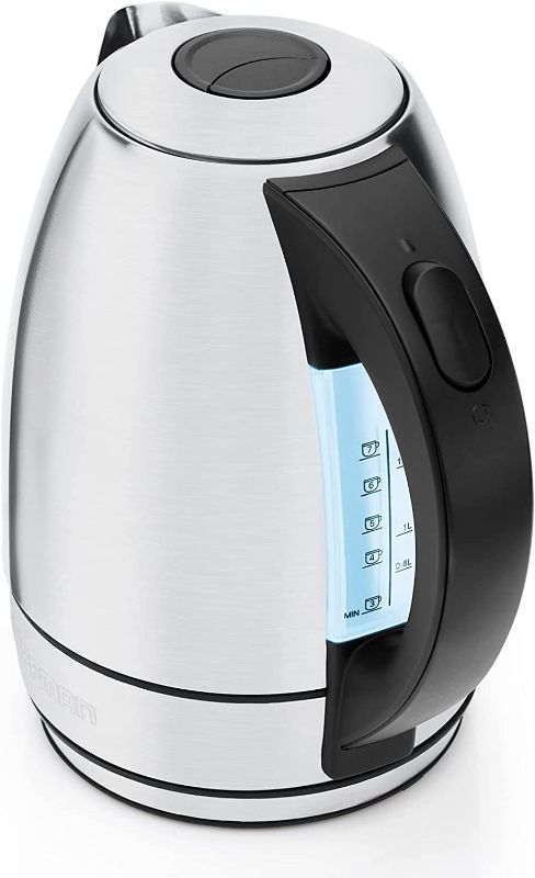 Photo 1 of Chefman Easy-View Electric Kettle Boils Water In As Little As 3 Minutes! No. 1 Best Selling Electric Kettle Brand in North America, Stainless-Steel, Water-Level Window, 1.8 Liter, 1500W
